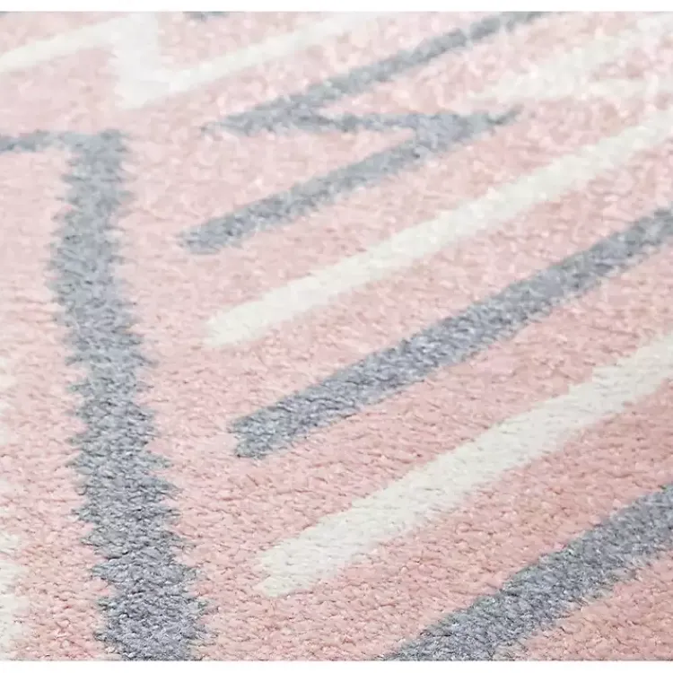 Area Rugs-Kirklands Home Pink and Gray Zigzag Area Rug, 8x10