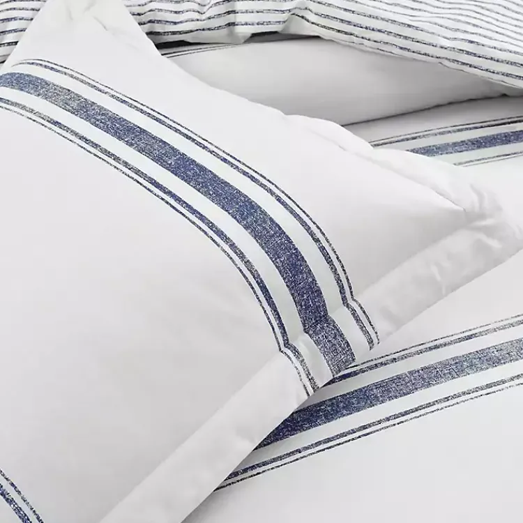 Comforters-Kirklands Home Navy Stripe 3-pc. King Comforter Set