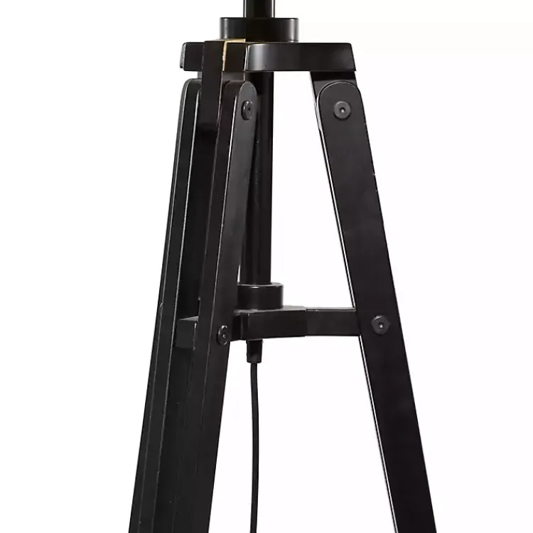 Floor Lamps-Kirklands Home Industrial Tripod Wooden Floor Lamp Ivory
