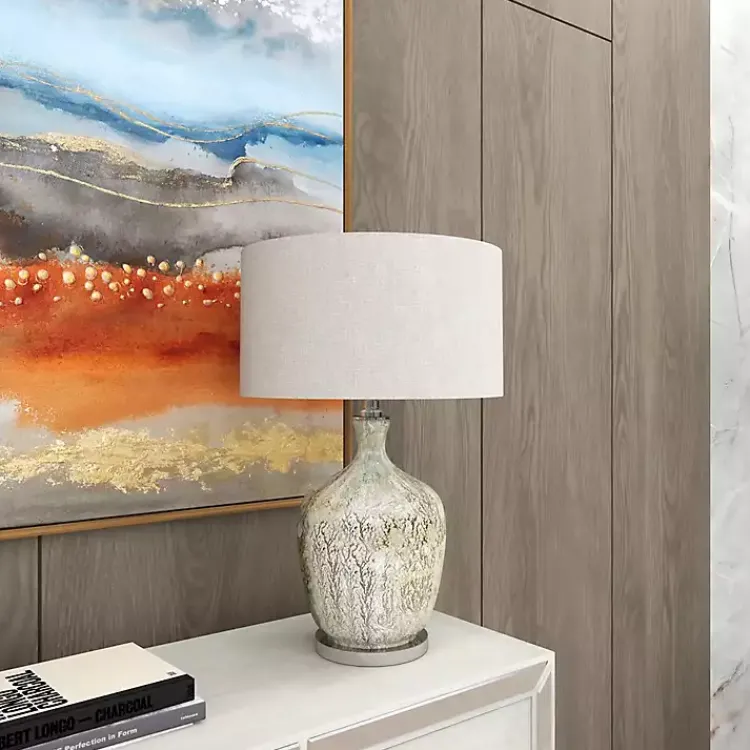 Table Lamps-Kirklands Home Beige Marbled Mercury Glass Table Lamp Brown