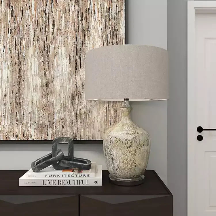 Table Lamps-Kirklands Home Beige Marbled Mercury Glass Table Lamp Brown