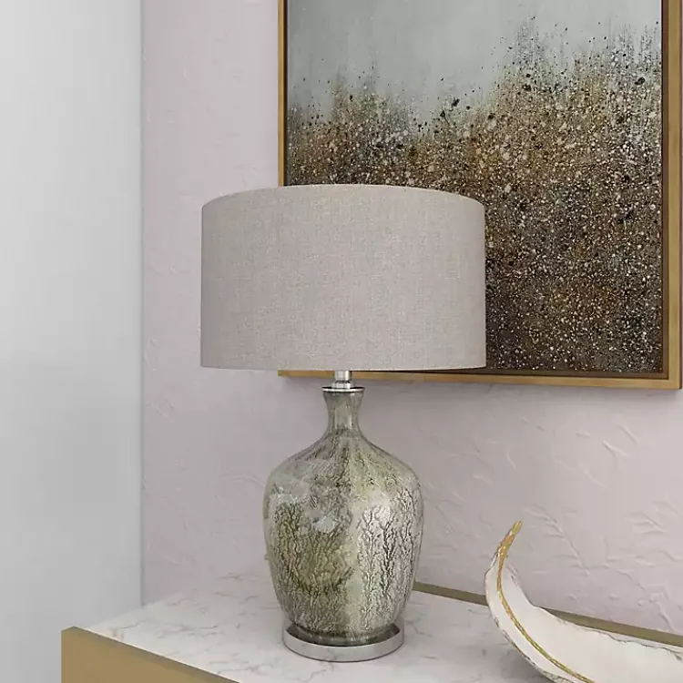 Table Lamps-Kirklands Home Beige Marbled Mercury Glass Table Lamp Brown