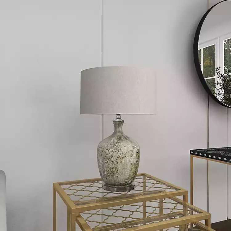 Table Lamps-Kirklands Home Beige Marbled Mercury Glass Table Lamp Brown