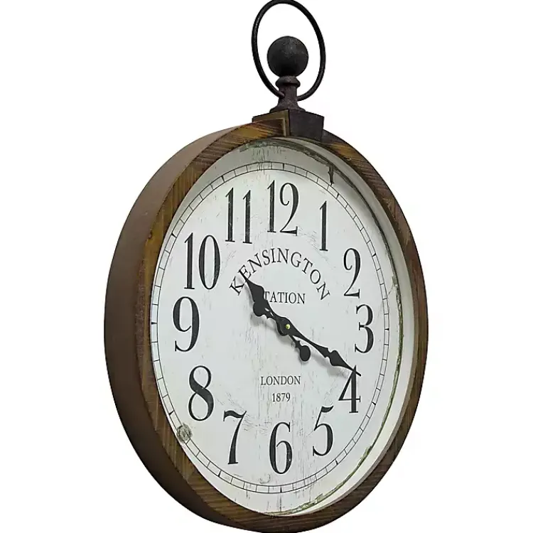 Clocks-Kirklands Home Bronze Kensington Station Pocket Wall Clock