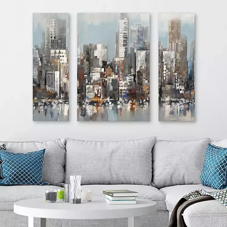 Canvas Art-Kirklands Home Urban Focus A, B, & C Canvas Art Prints, Set of 3 Gray