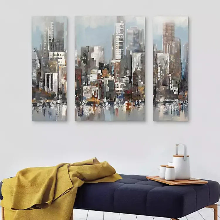 Canvas Art-Kirklands Home Urban Focus A, B, & C Canvas Art Prints, Set of 3 Gray