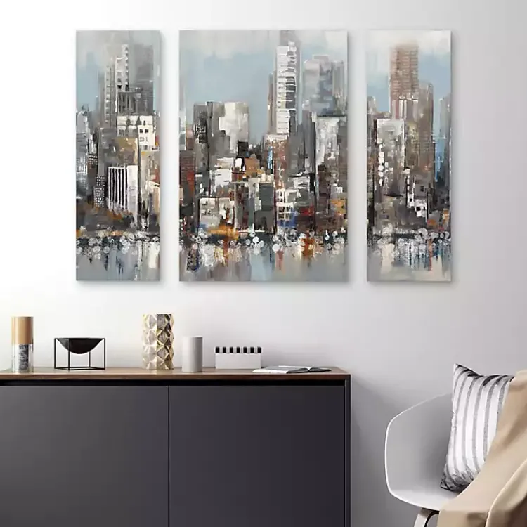 Canvas Art-Kirklands Home Urban Focus A, B, & C Canvas Art Prints, Set of 3 Gray