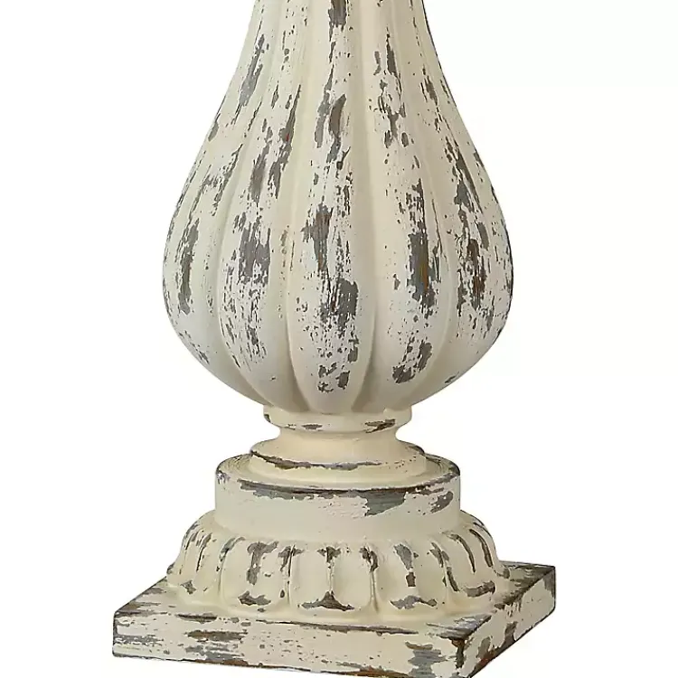 Table Lamps-Kirklands Home Distressed Cream Resin Table Lamps, Set of 2 Ivory