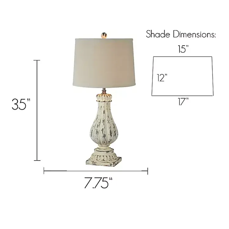 Table Lamps-Kirklands Home Distressed Cream Resin Table Lamps, Set of 2 Ivory