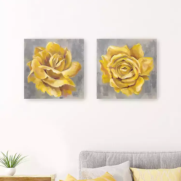 Canvas Art-Kirklands Home Roses Giclee Canvas Art Prints, Set of 2 Yellow