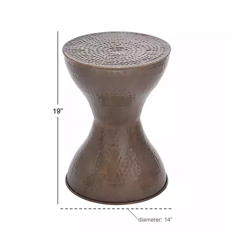 Accent & End Tables-Kirklands Home Hammered Bronze Iron Hourglass Accent Table Brown