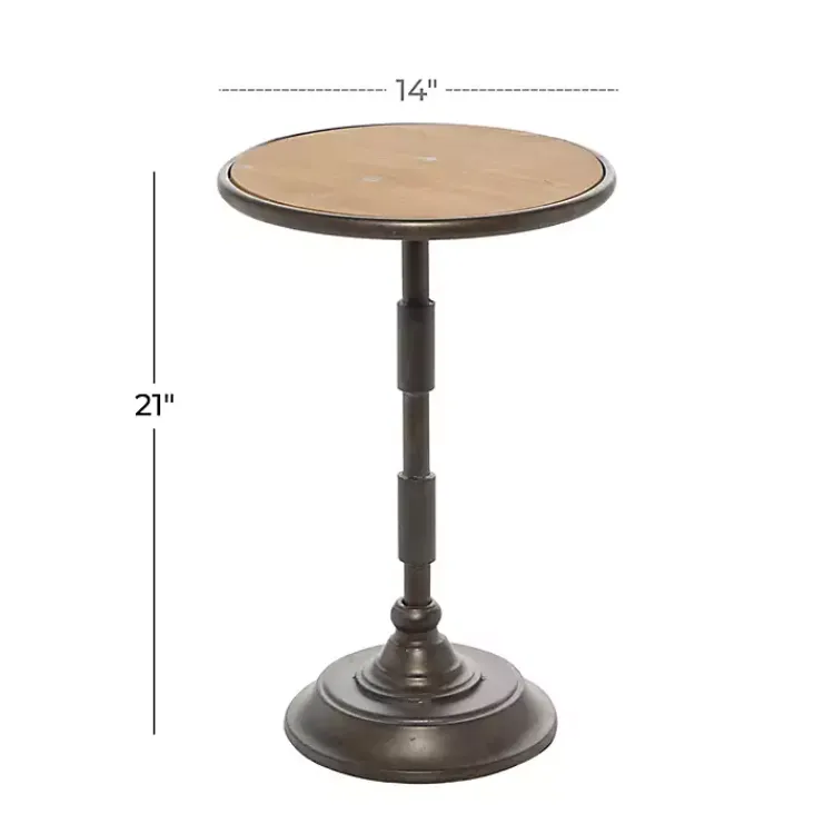 Accent & End Tables-Kirklands Home Natural Pine and Gray Metal Accent Table, 21 in.