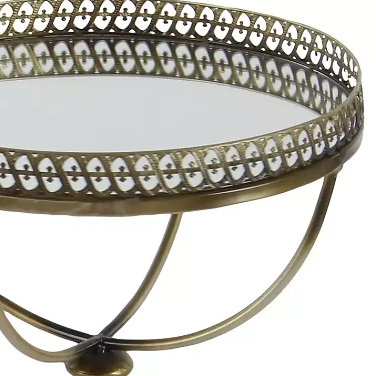 Accent & End Tables-Kirklands Home Mirror Top Metal Accent Table Gold