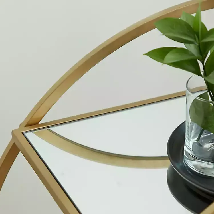 Kitchen Islands & Bar Carts-Kirklands Home Gold Metal Circular Bar Cart