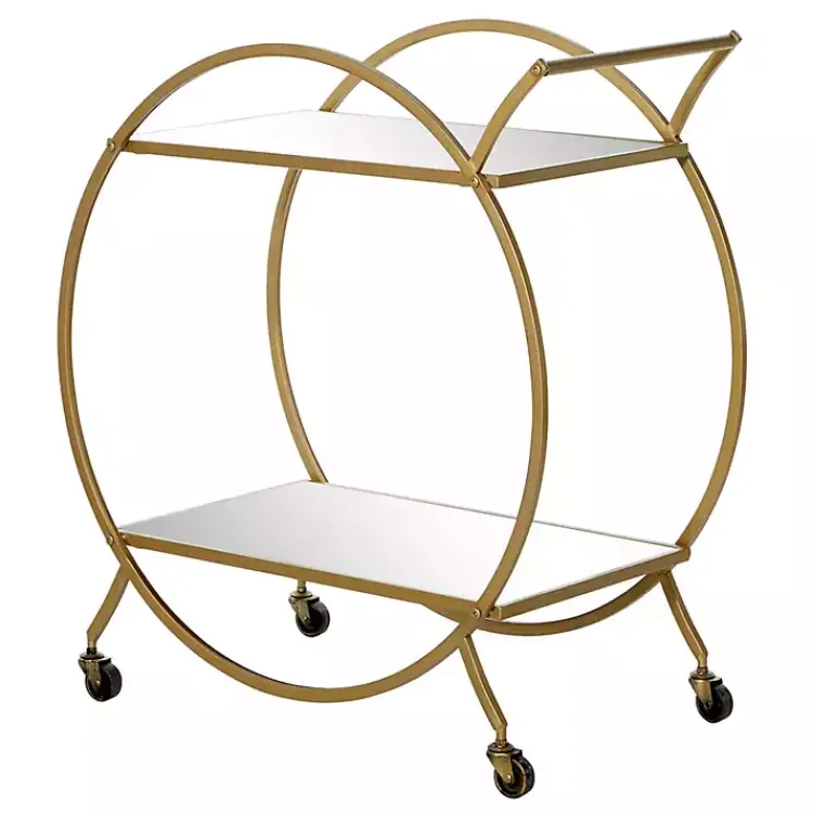 Kitchen Islands & Bar Carts-Kirklands Home Gold Metal Circular Bar Cart