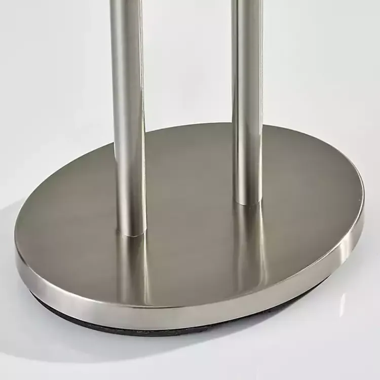 Floor Lamps-Kirklands Home Brushed Steel Double-Bulb Oval Floor Lamp Ivory