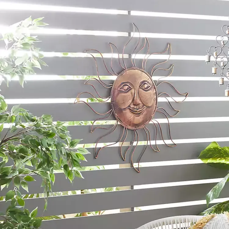 Outdoor Wall Decor-Kirklands Home Brass Sun Metal Outdoor Wall Plaque Brown