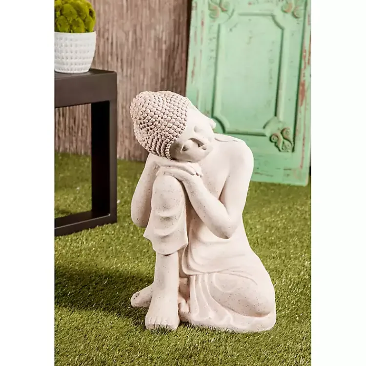 Garden Statues-Kirklands Home Resting Buddha Statue Gray