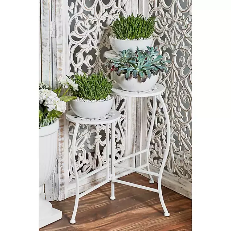 Planters-Kirklands Home Metal 3-Tier Plant Stand White