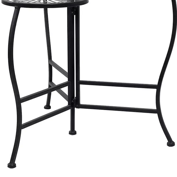 Planters-Kirklands Home Metal Floral 3-Tier Plant Stand Black