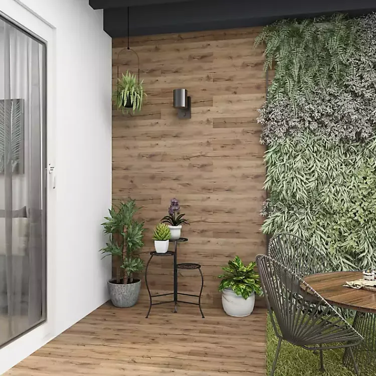 Planters-Kirklands Home Metal Floral 3-Tier Plant Stand Black