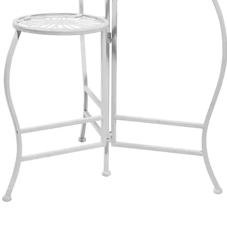 Planters-Kirklands Home Metal Floral 3-Tier Plant Stand White