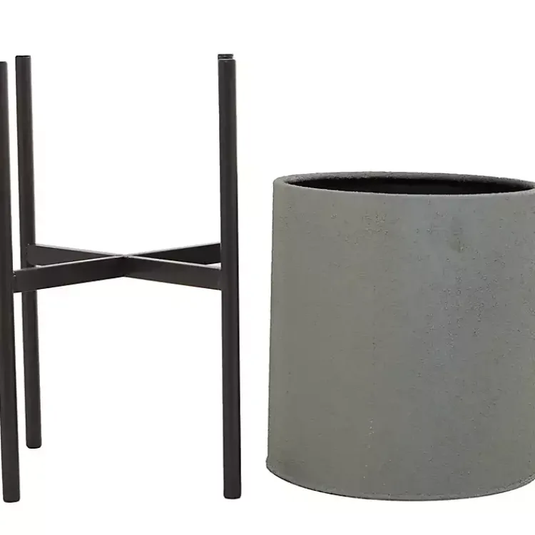Planters-Kirklands Home Dark Barrel 2-pc. Planter Set Gray