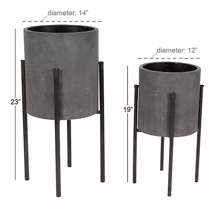 Planters-Kirklands Home Dark Barrel 2-pc. Planter Set Gray