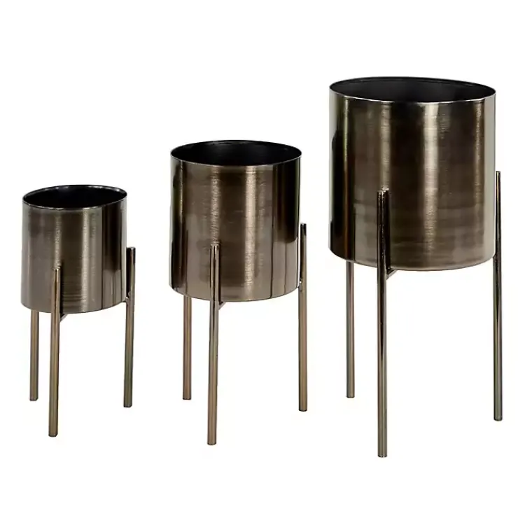 Planters-Kirklands Home Metallic Modern Iron Planters, Set of 3 Black