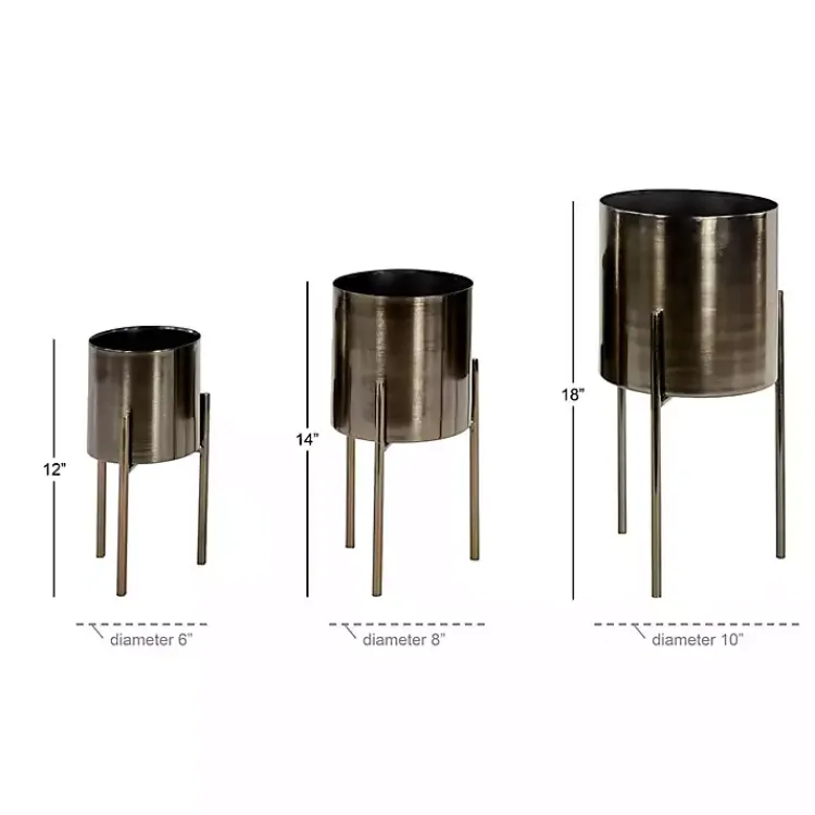 Planters-Kirklands Home Metallic Modern Iron Planters, Set of 3 Black