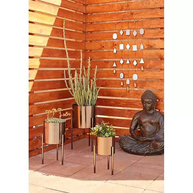 Planters-Kirklands Home Metallic Modern Iron Planters, Set of 3 Black