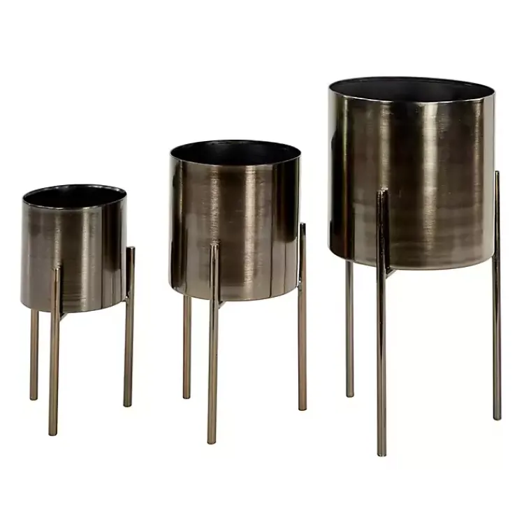 Planters-Kirklands Home Metallic Modern Iron Planters, Set of 3 Black