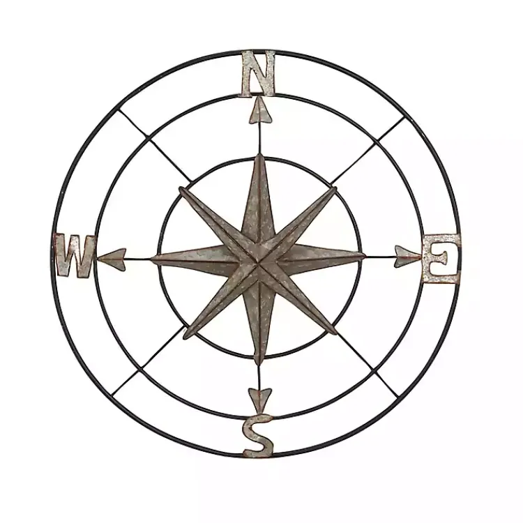 Outdoor Wall Decor-Kirklands Home Compass Rose Outdoor Plaque Silver