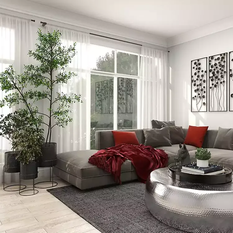 Planters-Kirklands Home Metal Basket Weave Planters, Set of 3 Black