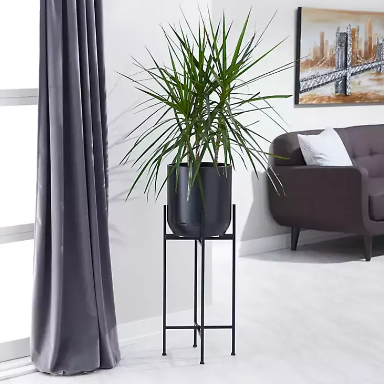 Planters-Kirklands Home Metal Dome Planter with Stand, 36 in. Black