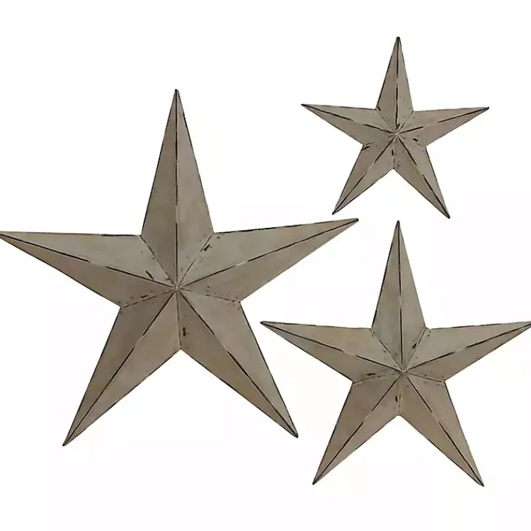 Outdoor Wall Decor-Kirklands Home Distressed Metal Stars 3-pc. Outdoor Plaque Set