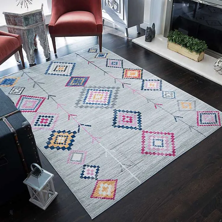 Area Rugs-Kirklands Home and Multicolor Aztec Area Rug, 8x10 Gray