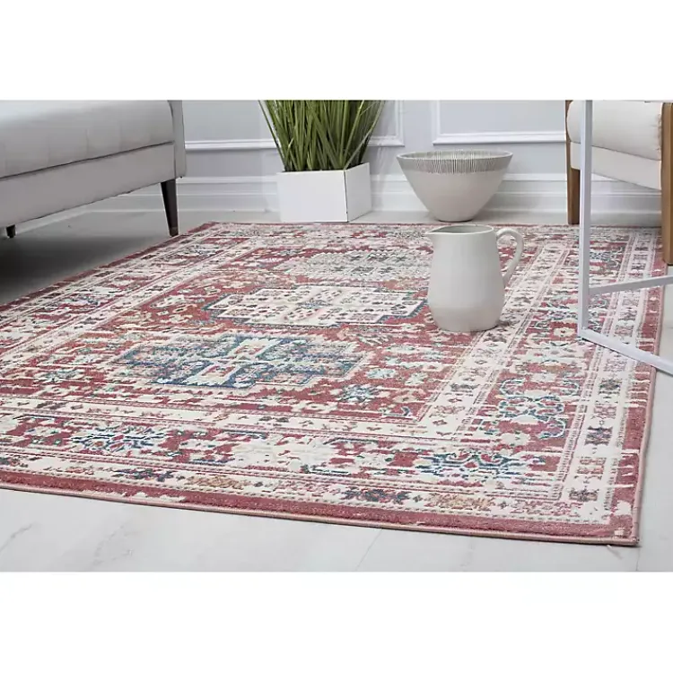 Area Rugs-Kirklands Home Dark Terra Cotta Borde Area Rug, 8x10 Red