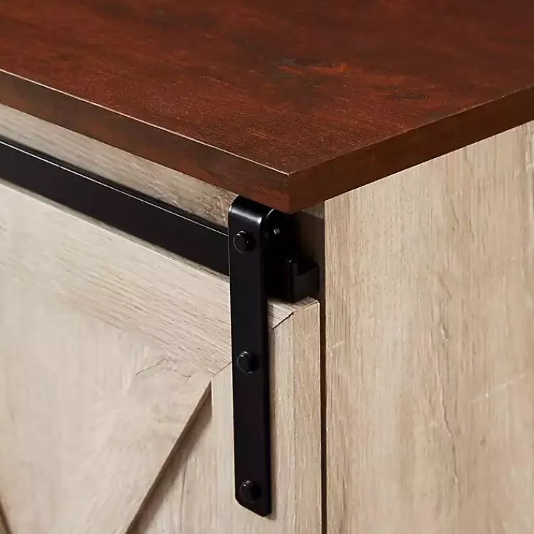 Tv Stands & Media Consoles-Kirklands Home White Oak Sliding Barn Doors Corner TV Stand Ivory