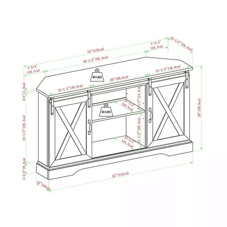 Tv Stands & Media Consoles-Kirklands Home White Oak Sliding Barn Doors Corner TV Stand Ivory