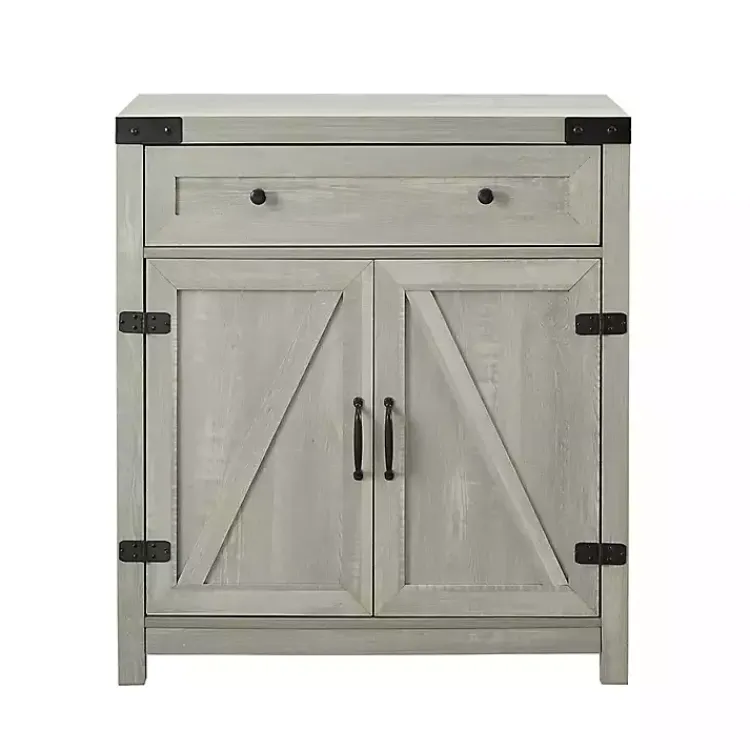 Cabinets & Sideboards-Kirklands Home Stone Rustic Barndoor Cabinet Gray