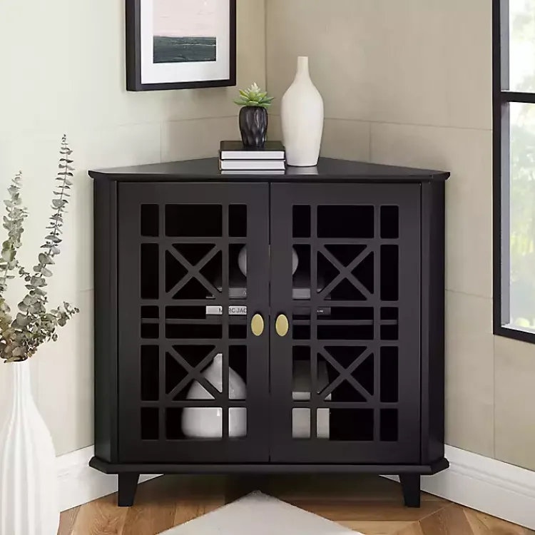 Cabinets & Sideboards-Kirklands Home Mikie Corner Cabinet Black