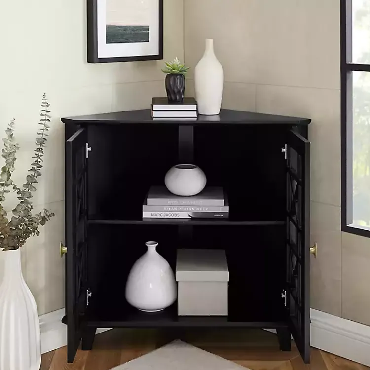 Cabinets & Sideboards-Kirklands Home Mikie Corner Cabinet Black