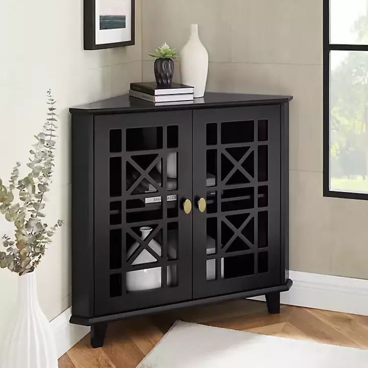 Cabinets & Sideboards-Kirklands Home Mikie Corner Cabinet Black