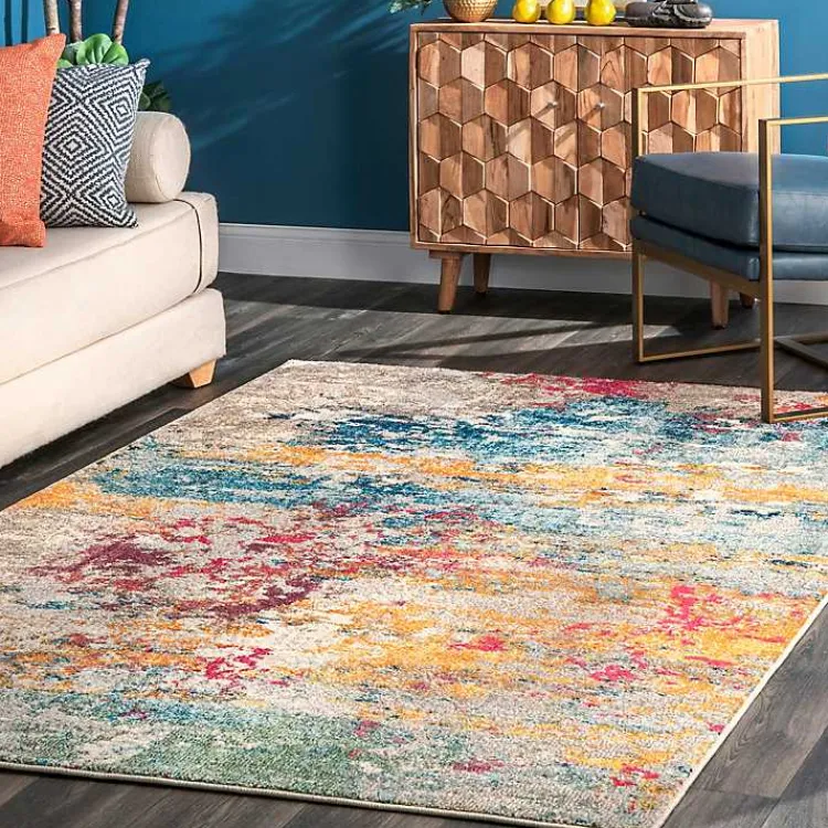 Area Rugs-Kirklands Home color Abstract Pattern Area Rug, 7x10 Multi