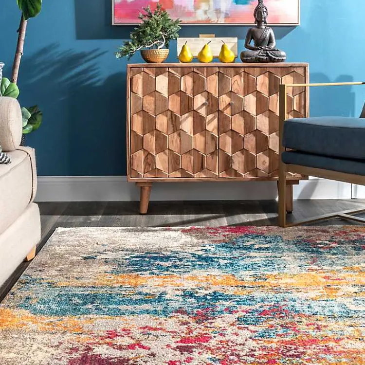 Area Rugs-Kirklands Home color Abstract Pattern Area Rug, 7x10 Multi