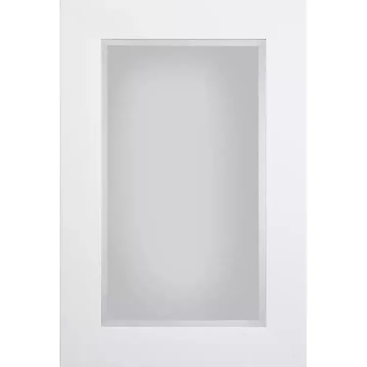 Framed Mirrors-Kirklands Home White Rectangular Beveled Wall Mirror