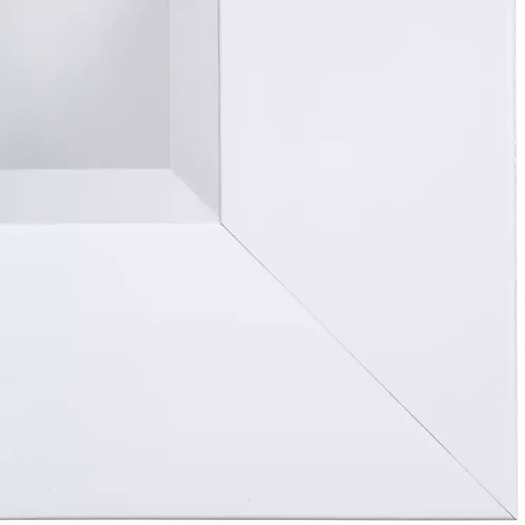 Framed Mirrors-Kirklands Home White Rectangular Beveled Wall Mirror