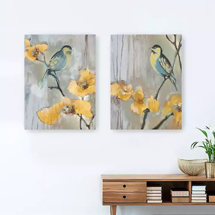 Canvas Art-Kirklands Home Bluebirds and Blossoms Canvas Art Prints, Set of 2