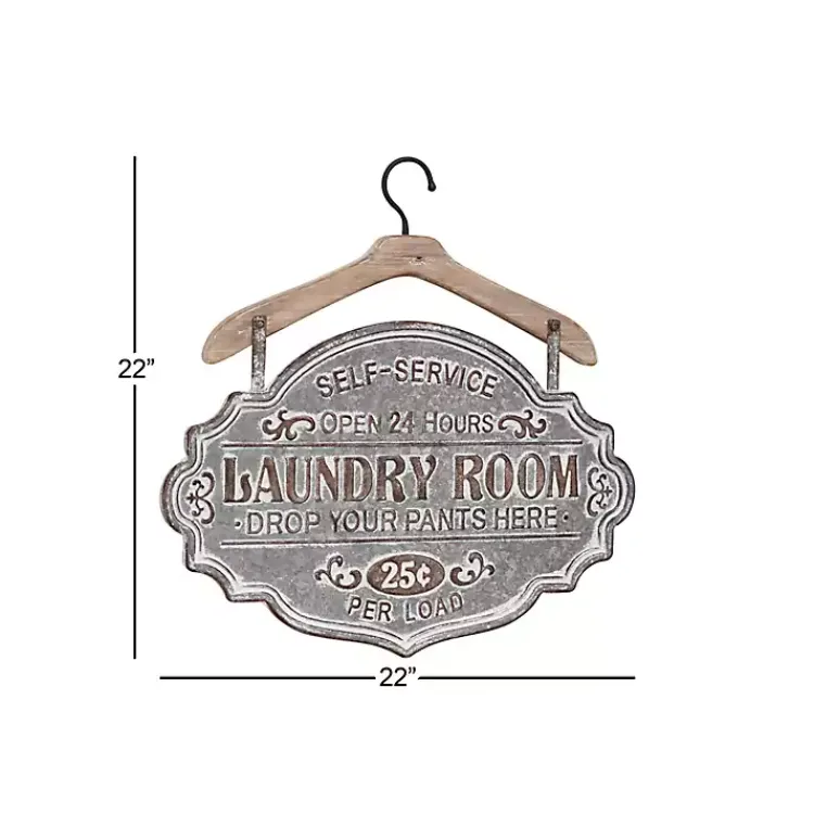 Wall Quotes & Signs-Kirklands Home Metal Laundry Room Wall Plaque Gray